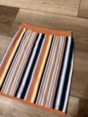 Sunday Best Striped Pencil Skirt in Orange, Blue and Black